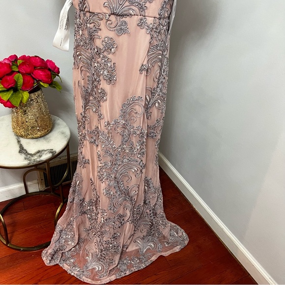 JS COLLECTION Pink Soutache Short Sleeve Full-Length Formal Dress / Gown - NWT - Picture 10 of 17